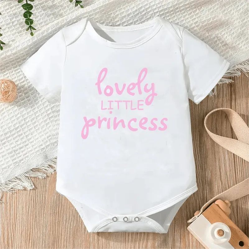 Printable Letters Baby Bodysuit |Cute Short Sleeve Romper for Newborns