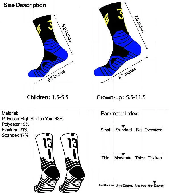 Professional Basketball Socks with Number