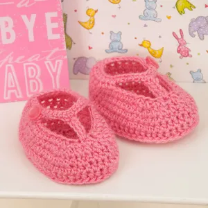 Red Heart Crochet T-Strap Booties