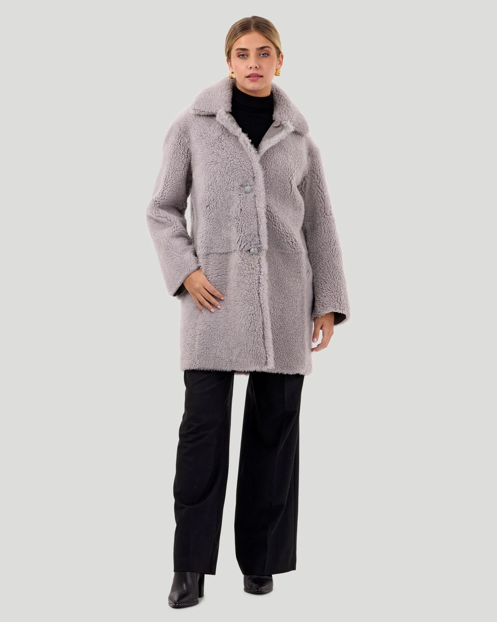 Reversible Long Hair Shearling Lamb Stroller