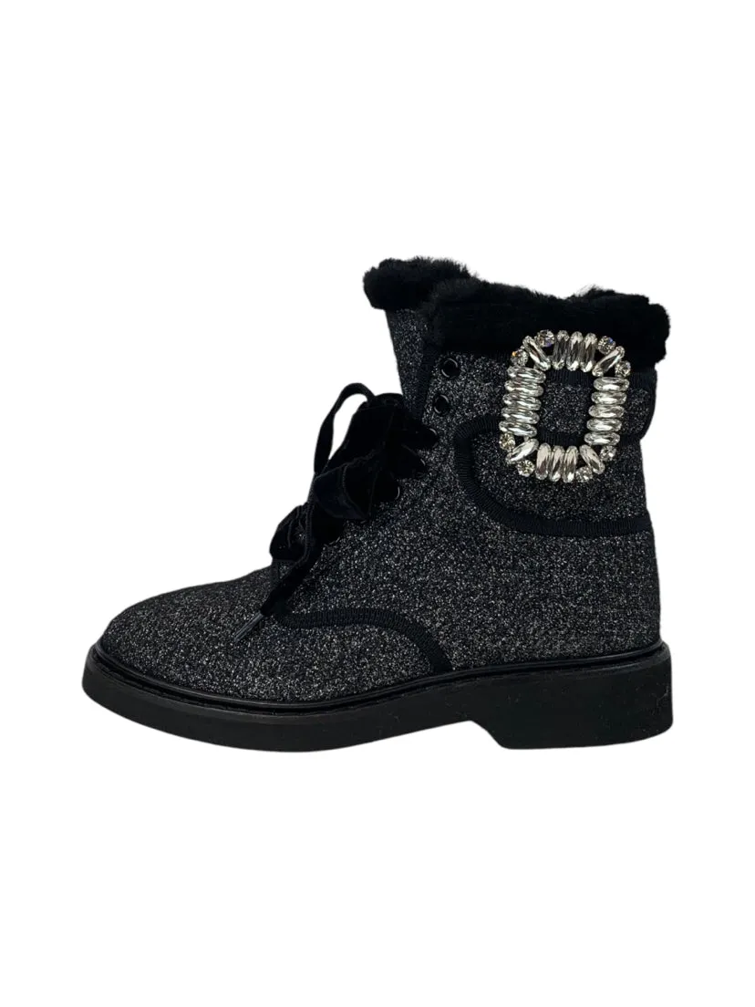 Roger Vivier Size 35 Viv' Rangers 45 Shearling Lined Ankle Boots