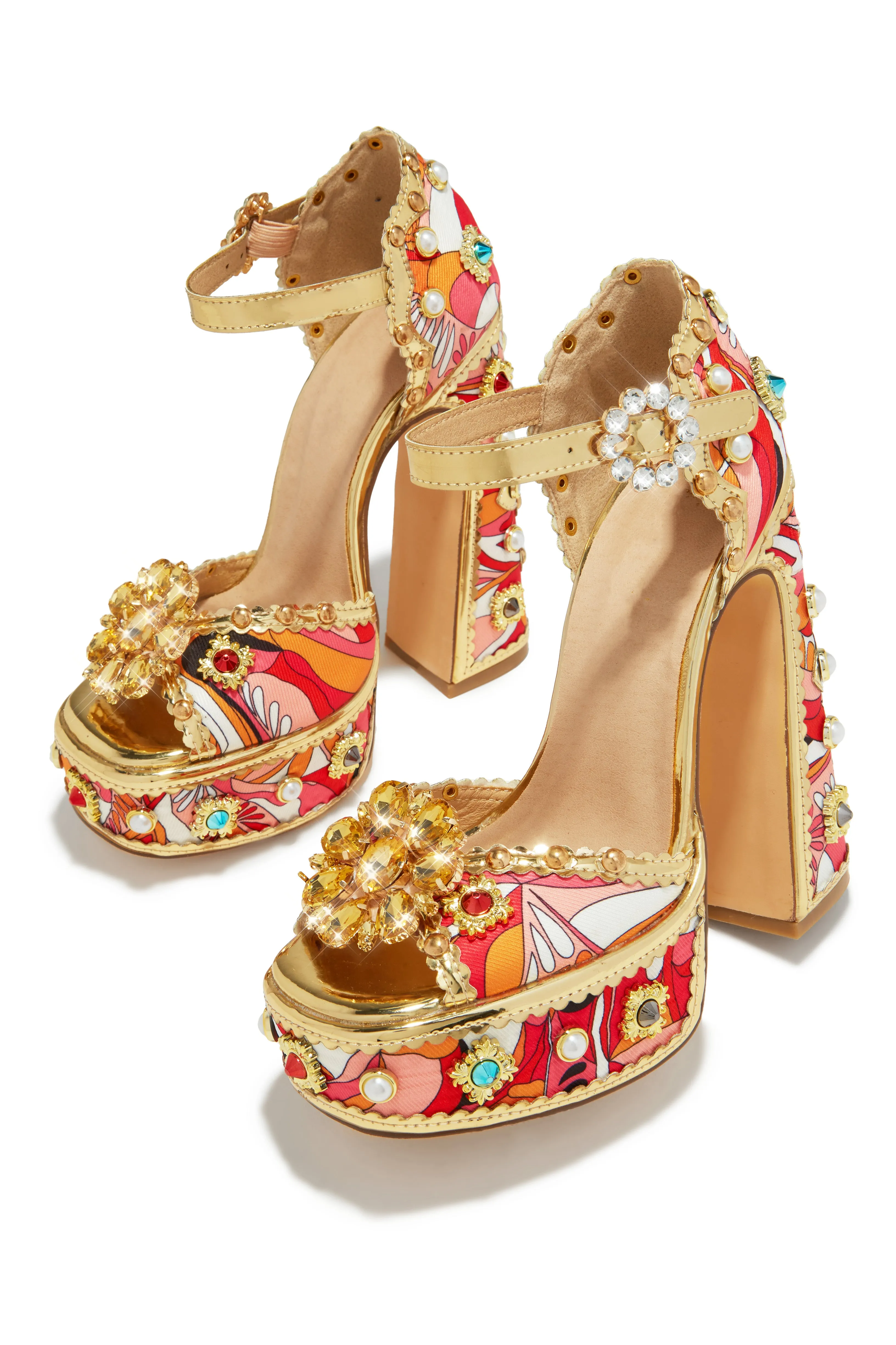 Royal Wishes Platform Block Heels - Red
