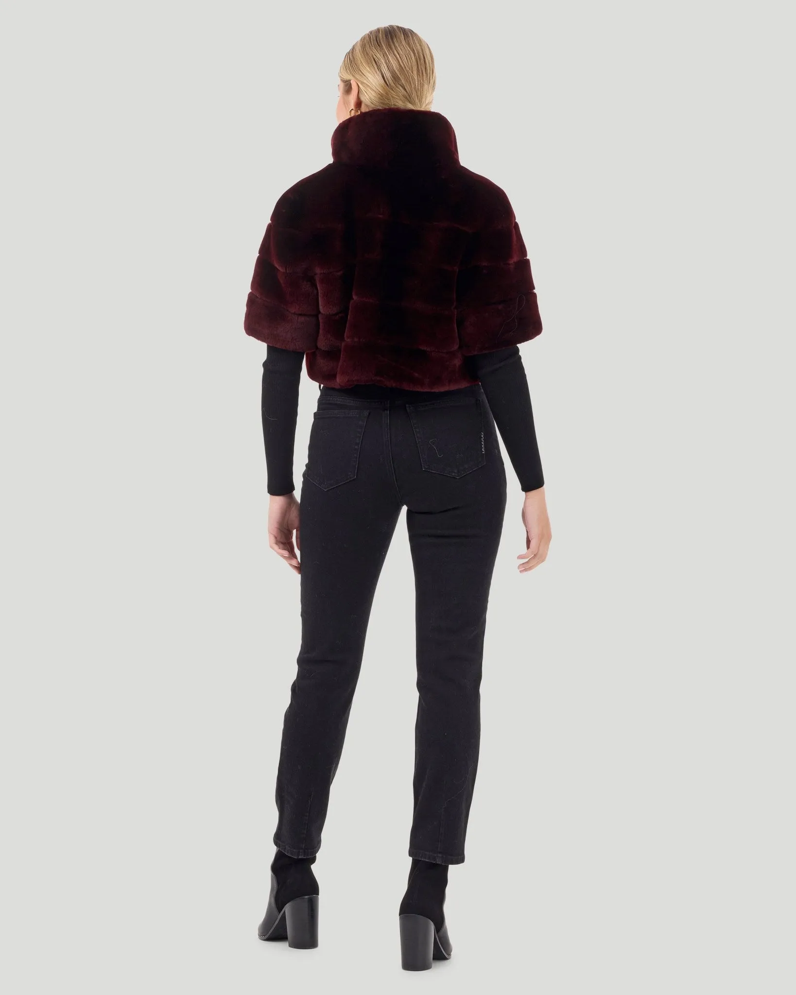 Select Shearling Lamb Bolero with Cropped Sleeves