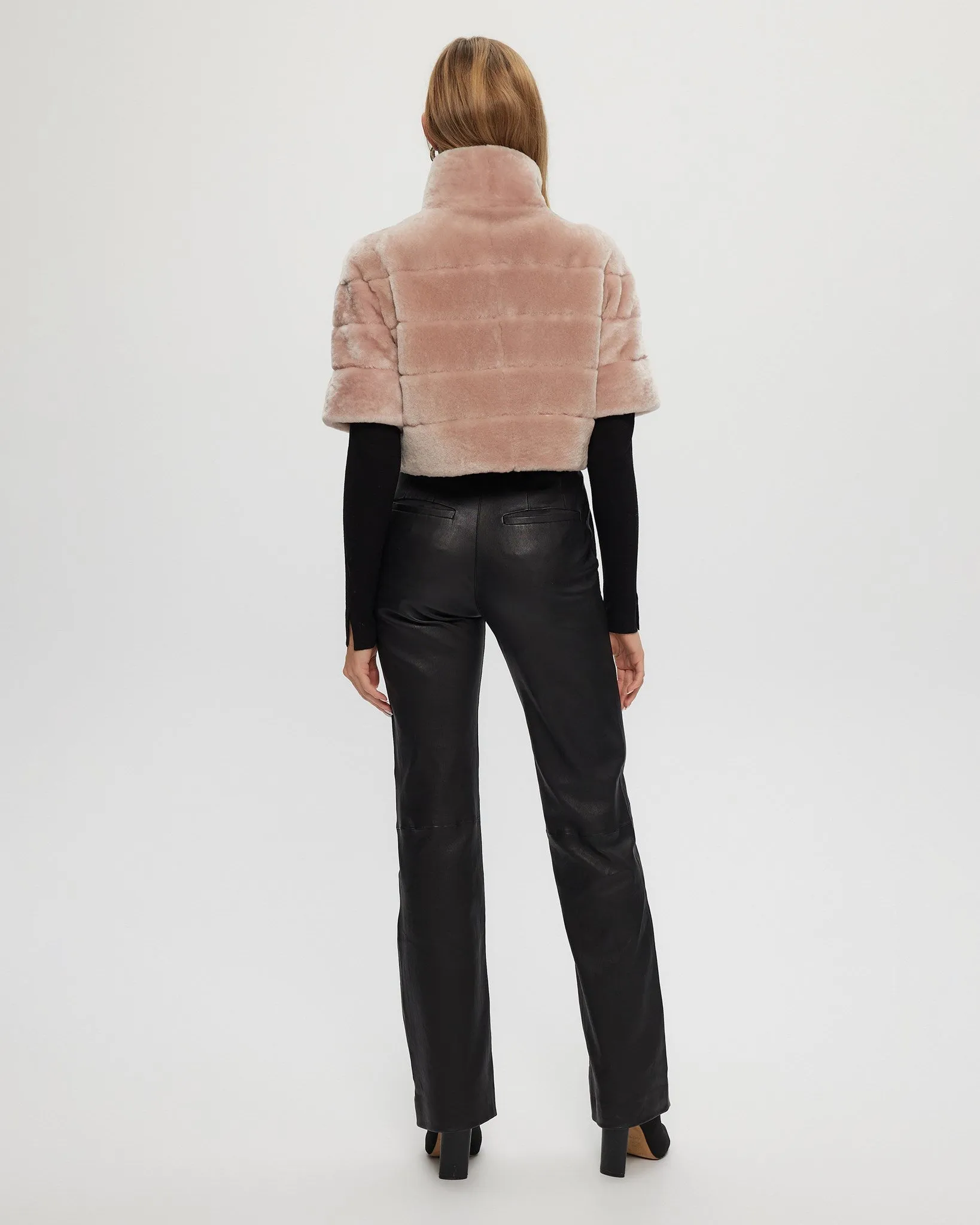 Select Shearling Lamb Bolero with Cropped Sleeves