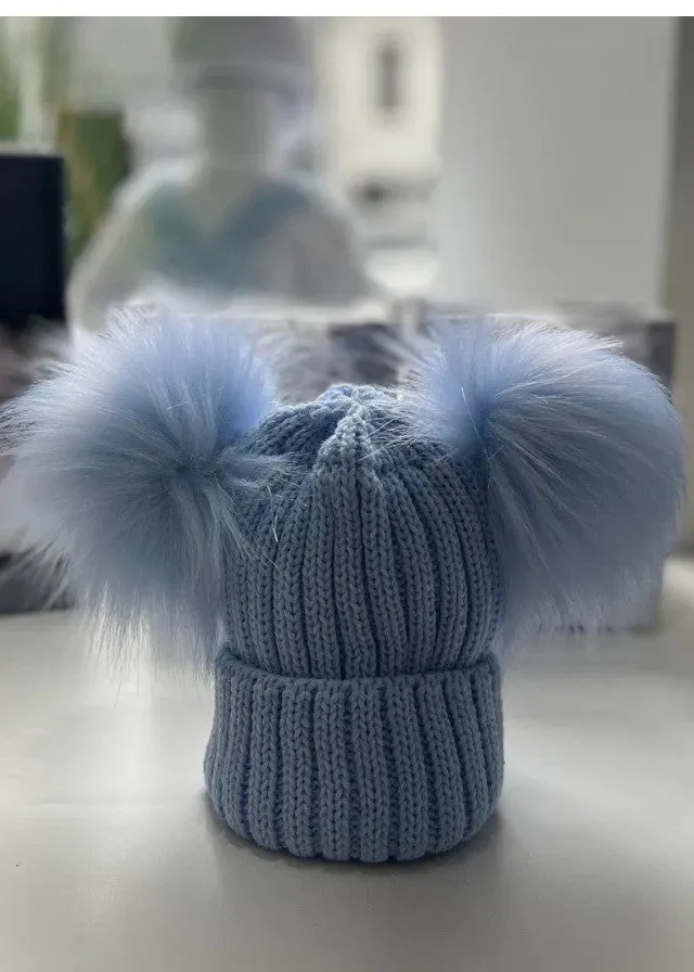 Sky Blue Pom Pom Hat - Small