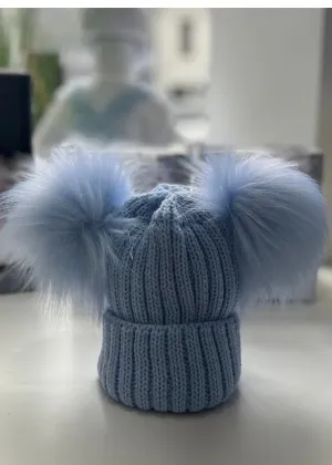 Sky Blue Pom Pom Hat - Small