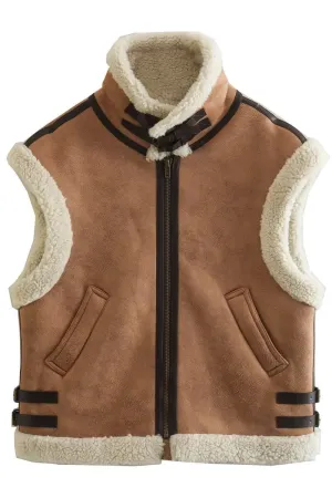 Sleeveless Sherpa-Lined Shearling Vest