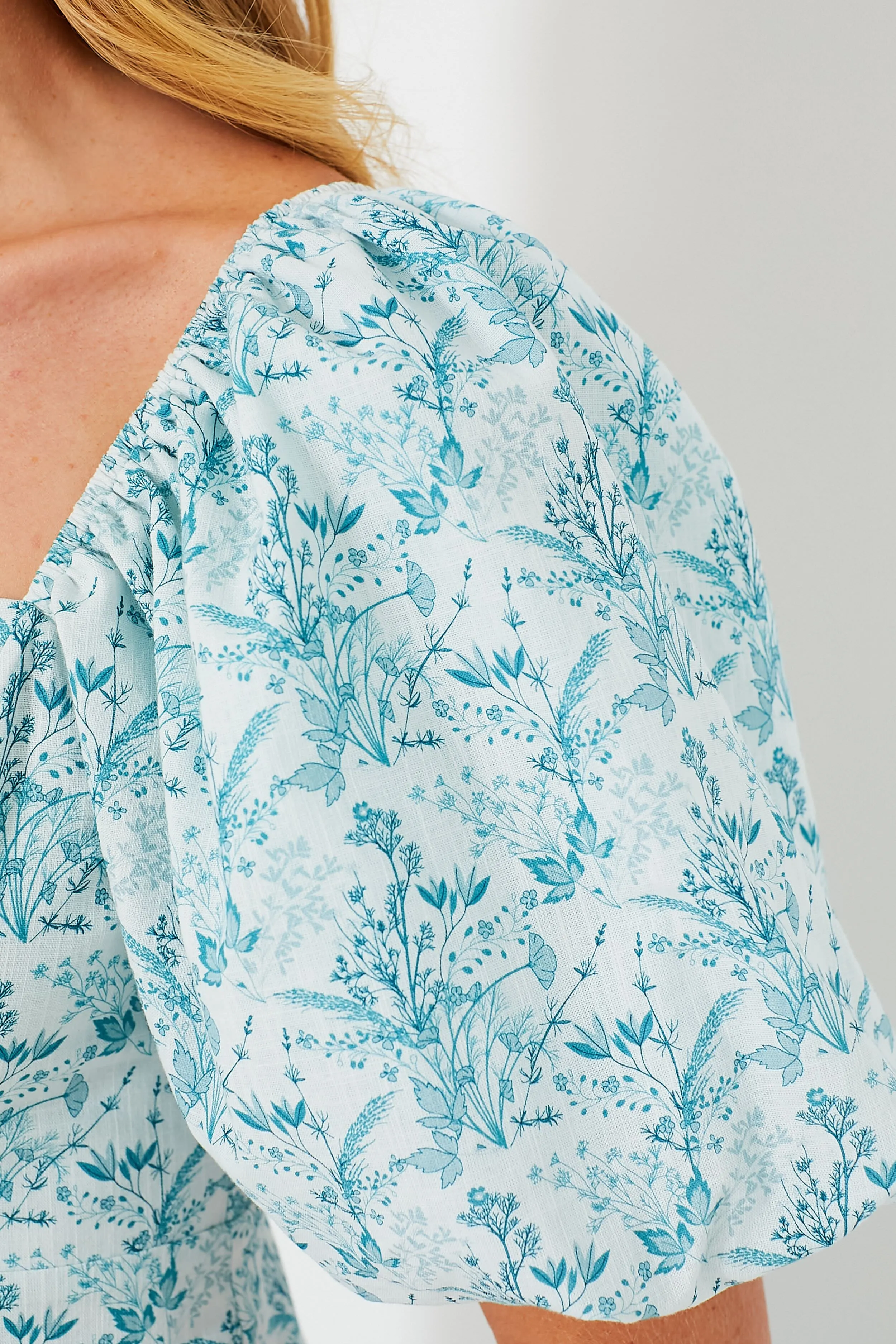 Teal Floral Lace-Up Lila Midi Dress