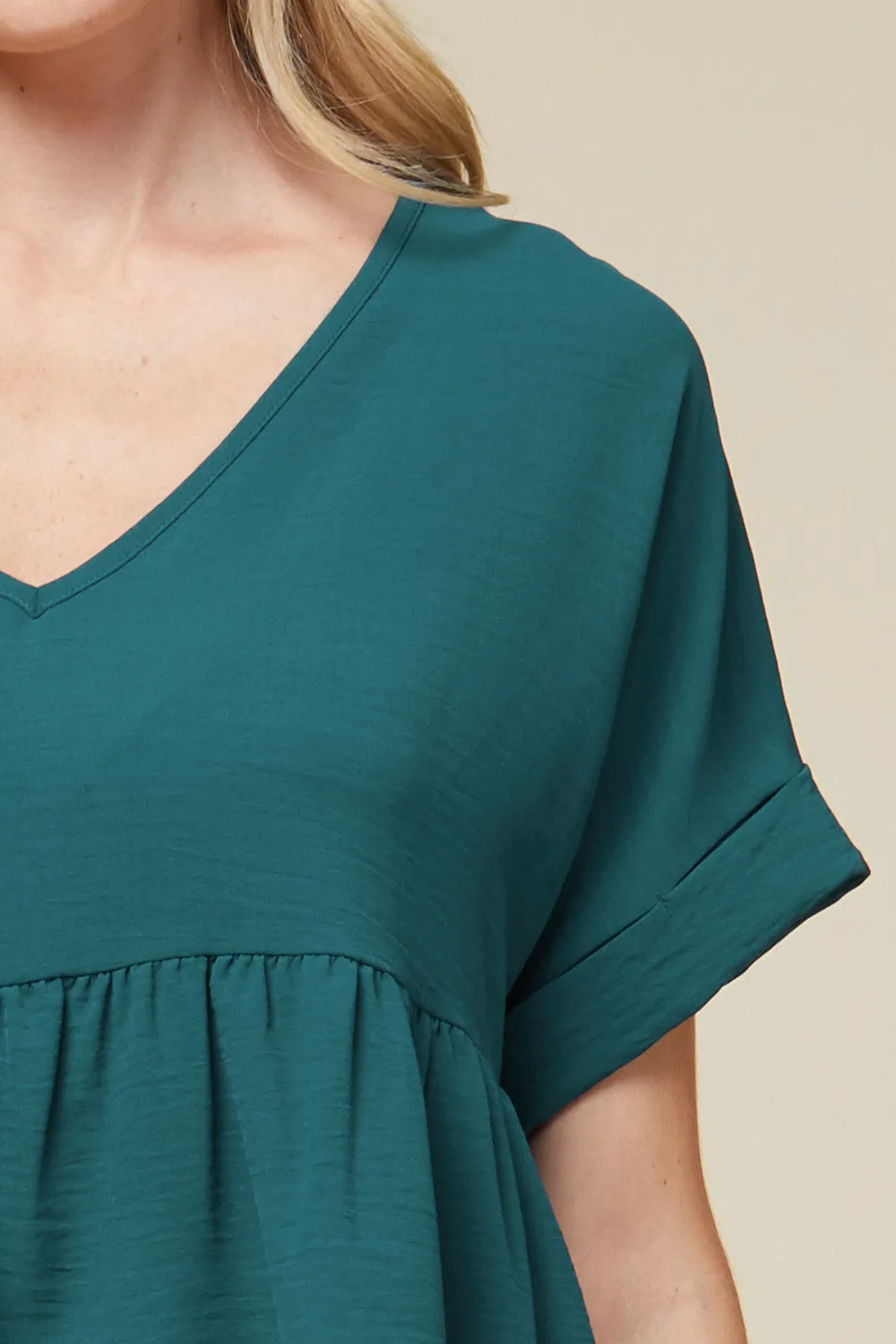 Textured Babydoll Top, Teal