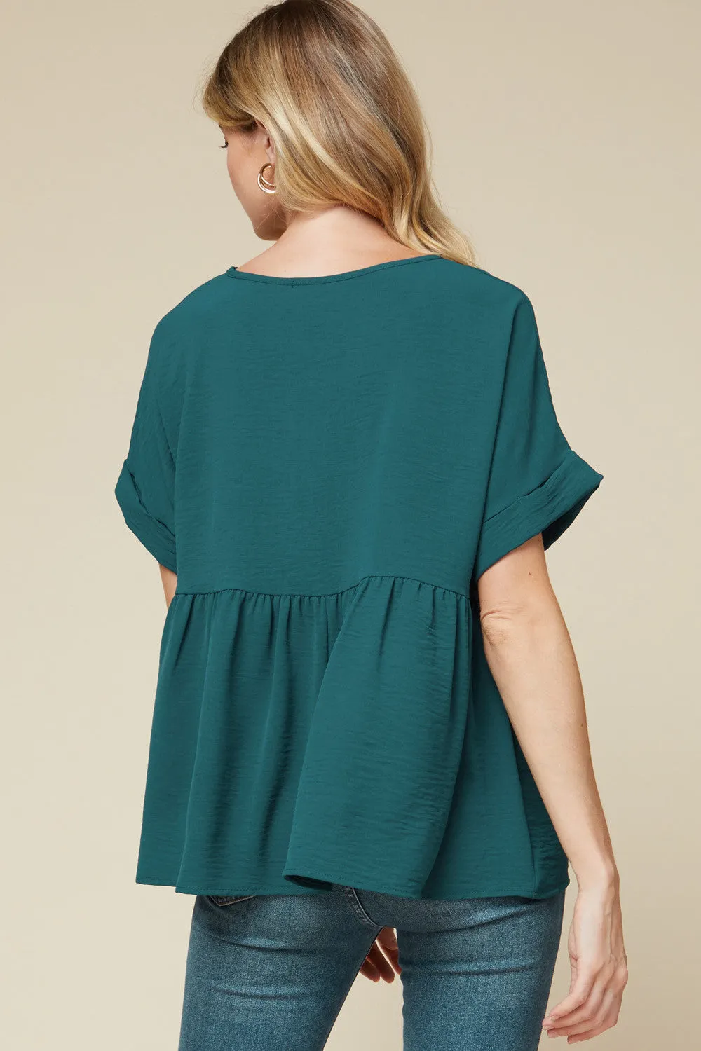Textured Babydoll Top, Teal
