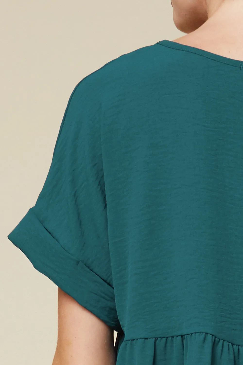 Textured Babydoll Top, Teal