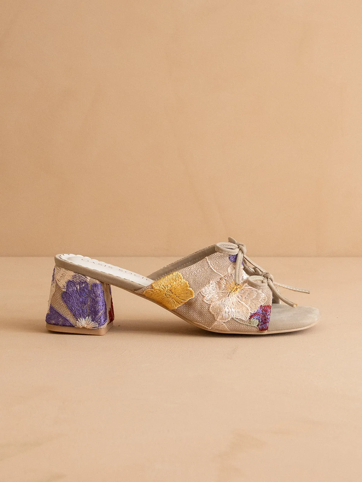 The Emerald | Floral Double Bow Peep Hole Sandal