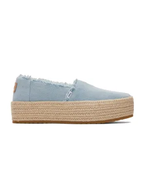 Toms Valencia Blue Denim Platform Espadrille
