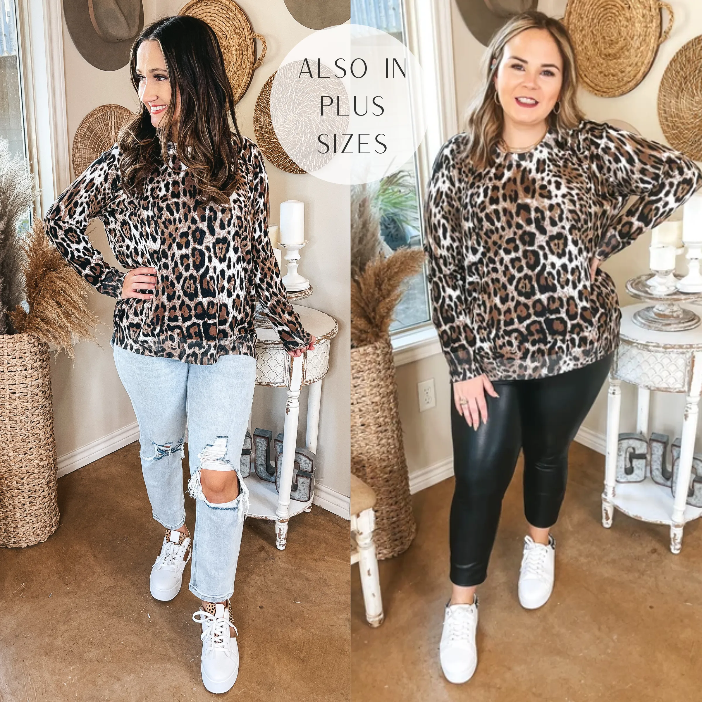 Trend Spotter Leopard Print Sweater with Zipper Detail