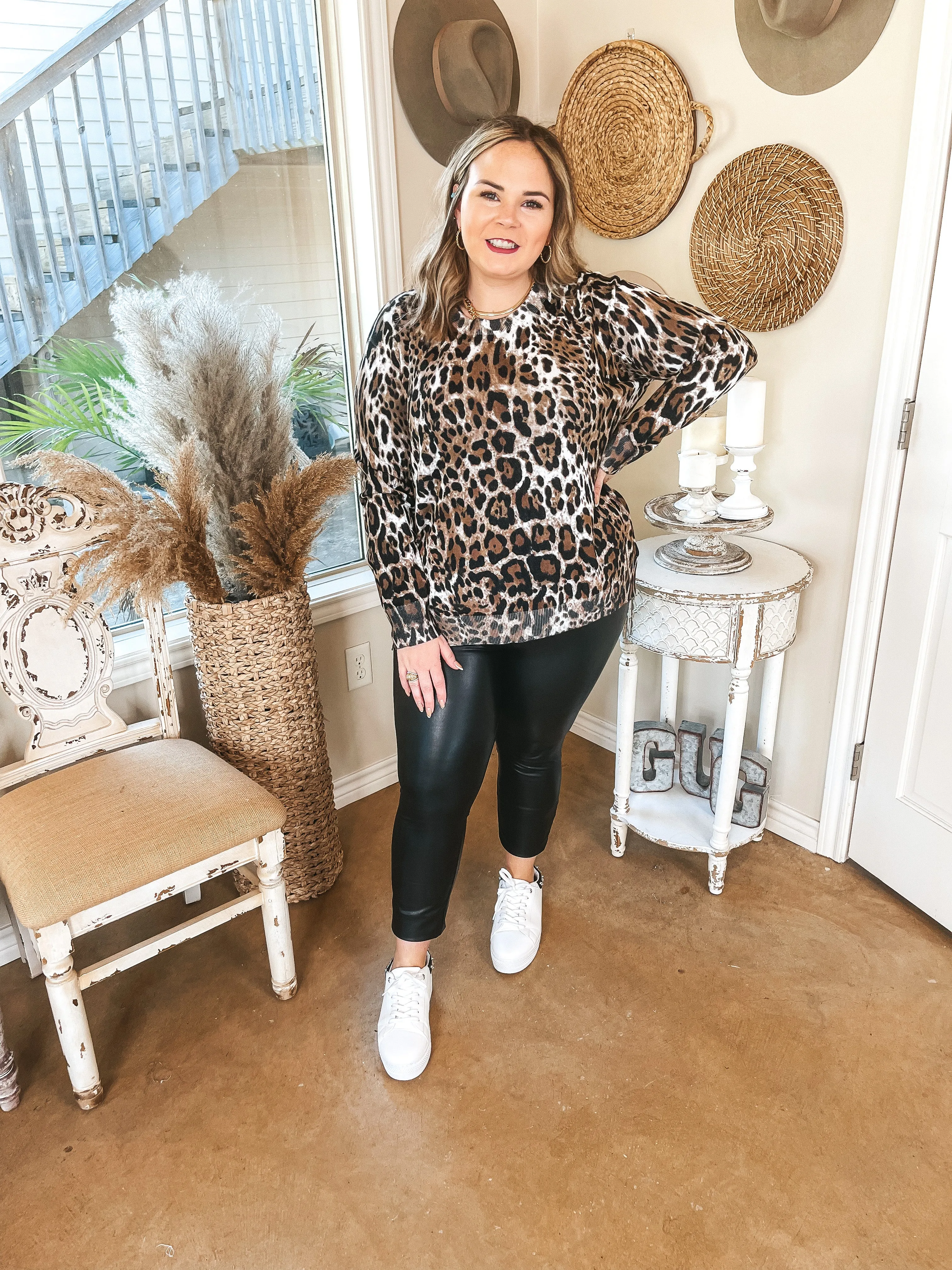 Trend Spotter Leopard Print Sweater with Zipper Detail