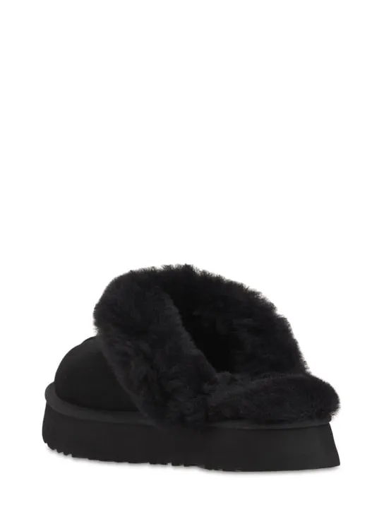 Ugg   25mm Disquette suede &amp; shearling mules 