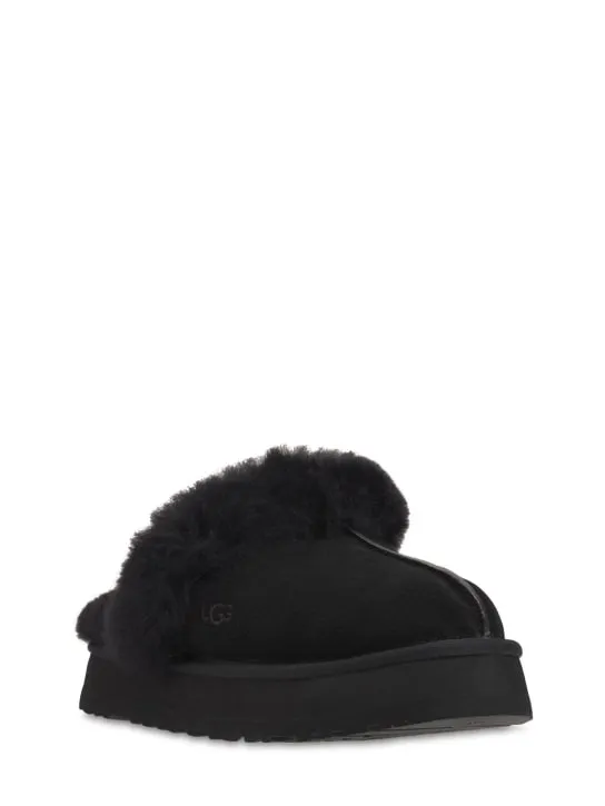 Ugg   25mm Disquette suede &amp; shearling mules 