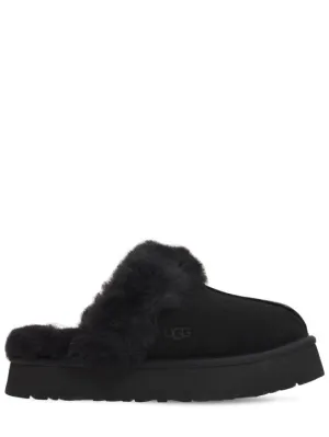 Ugg   25mm Disquette suede &amp; shearling mules 