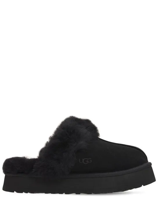Ugg   25mm Disquette suede &amp; shearling mules 
