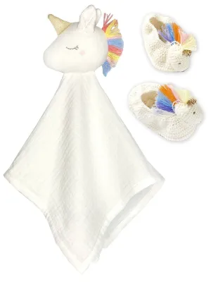 Unicorn Comforter & Crochet Unicorn Booties