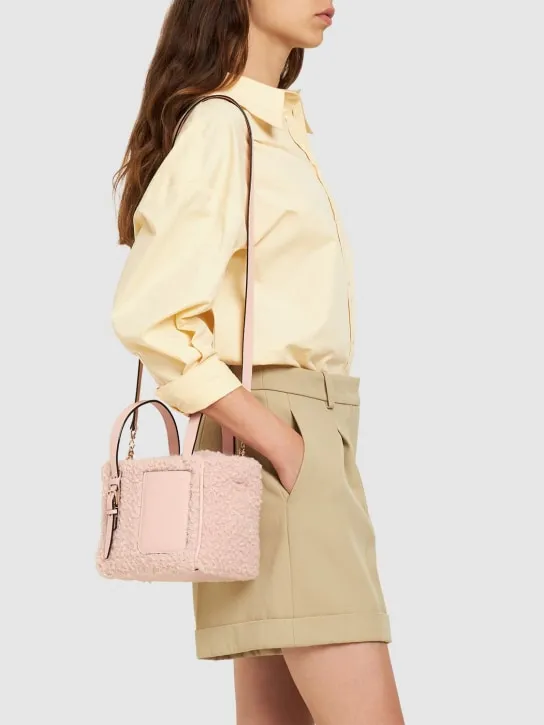 Valextra   Mini Bucket shearling top handle bag 