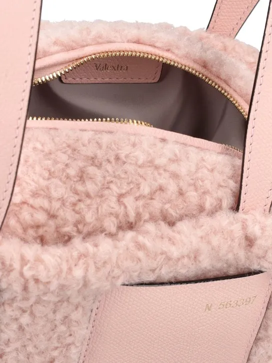 Valextra   Mini Bucket shearling top handle bag 