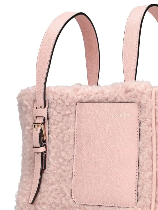 Valextra   Mini Bucket shearling top handle bag 