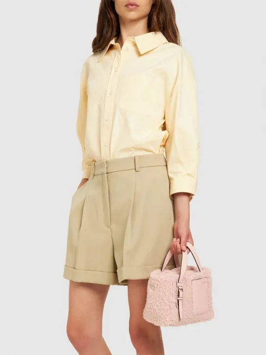 Valextra   Mini Bucket shearling top handle bag 