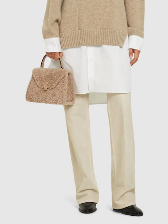 Valextra   Mini Iside shearling top handle bag 
