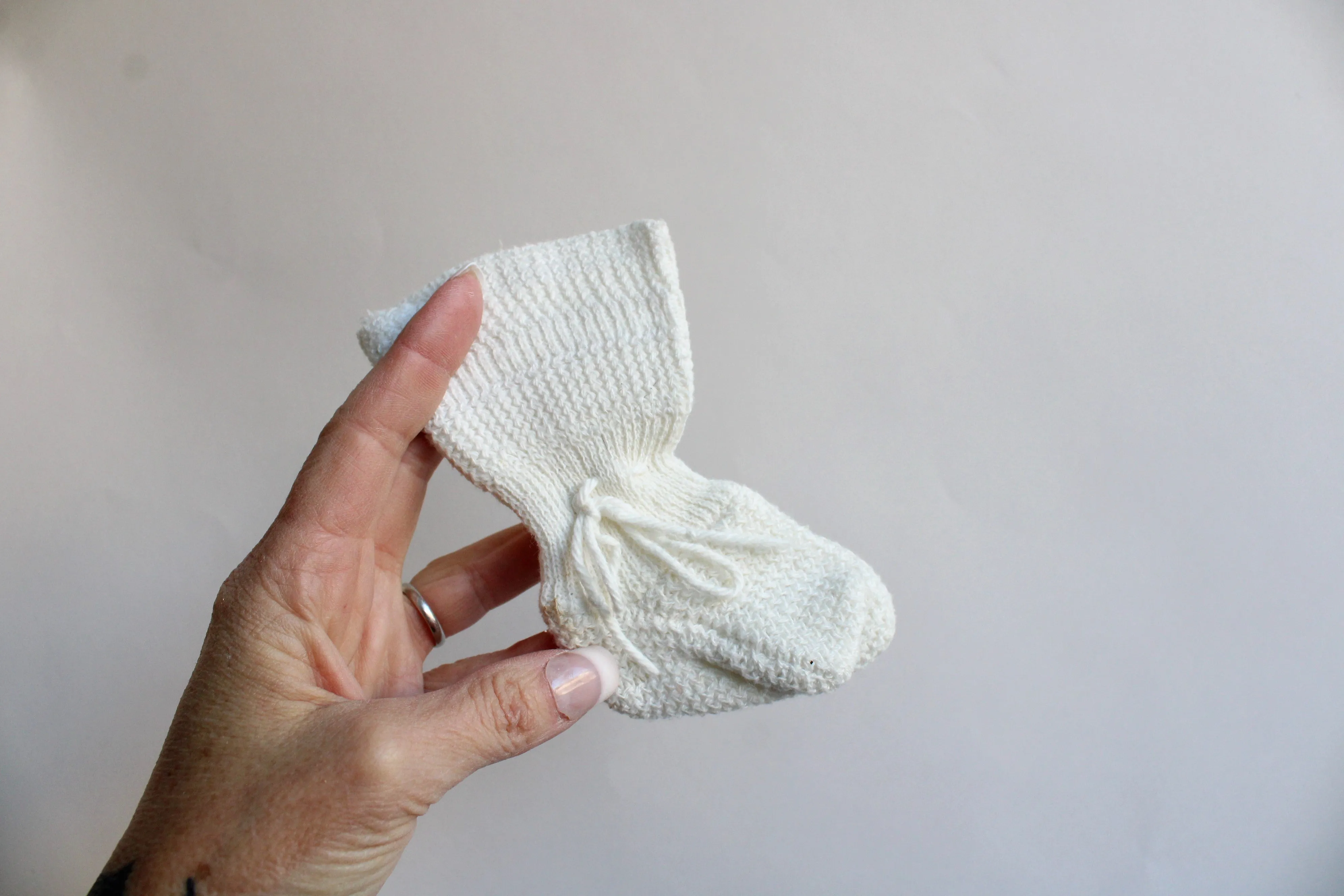 Vintage 1950s White Baby Booties