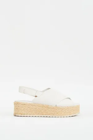 White & Beige Leather Jesson Platform Espadrille