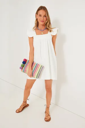 White Hazel Flutter Sleeve Dress