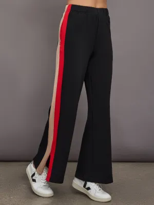 Wide Leg Track Pant in Scuba - Black