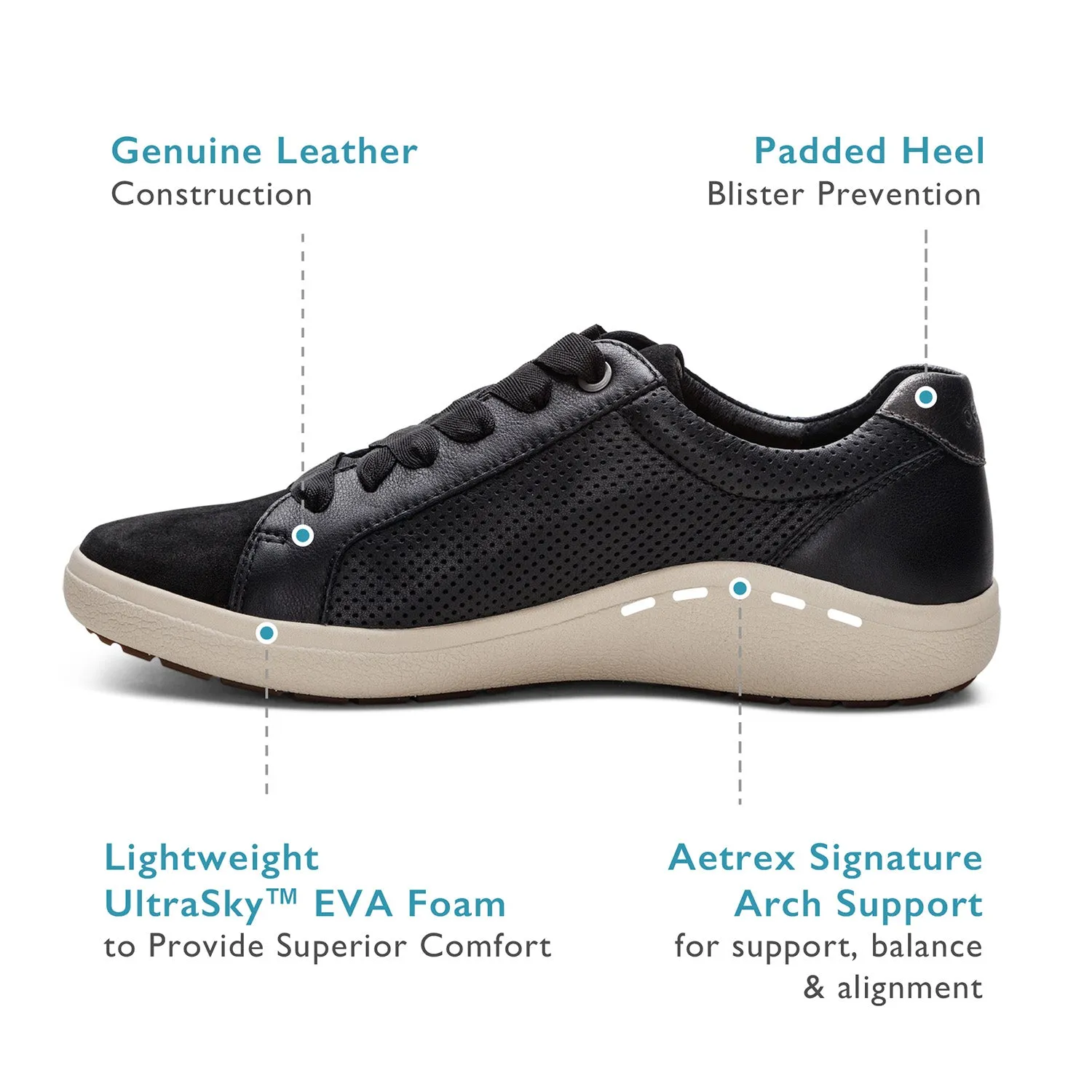 Women's Aetrex Courtney Chalk Pebbled Leather/Suede