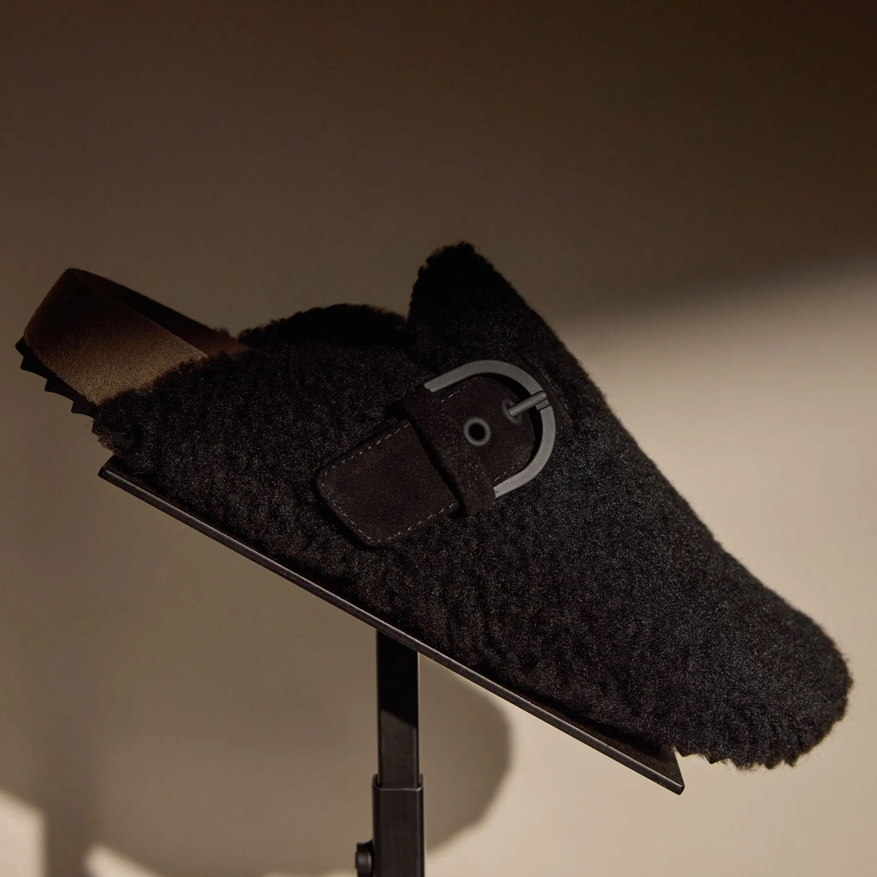 Women's Shearling Slip On Clog - Black